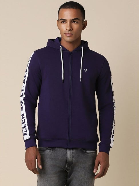 Allen Solly Purple Regular Fit Printed Hooded Sweatshirt-picture-44