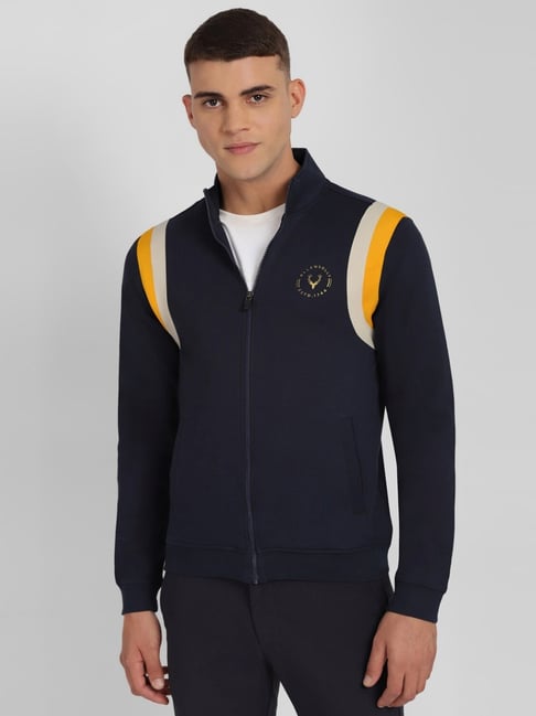 Allen Solly Navy Cotton Regular Fit Colour Block Sweatshirt-picture-39
