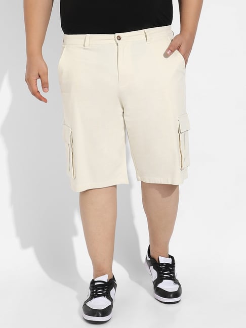 Instafab Plus Yellow Regular fit Plus Size Cargo Shorts-picture-13