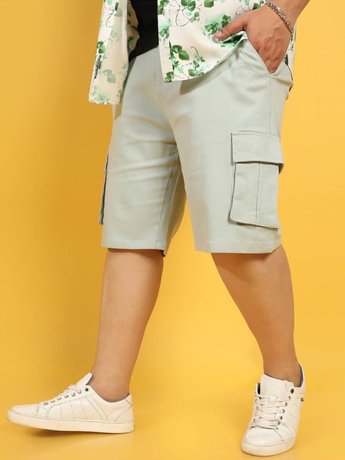 Instafab Plus Green Regular fit Plus Size Cargo Shorts-picture-34