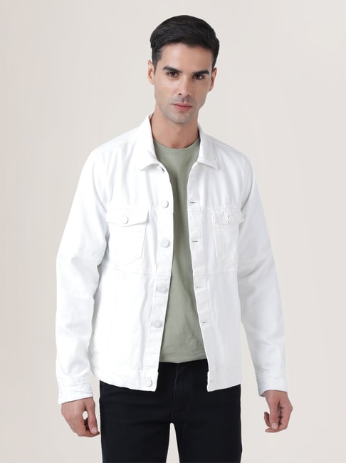Buy Klizen Men White Solid Denim Full Sleeve Jacket Online at Best Prices  in India - JioMart.