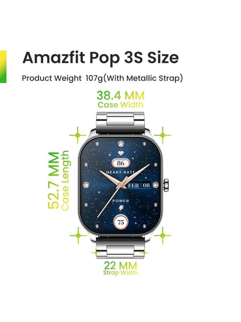 Buy Amazfit Pop 3S BT Calls Smartwatch (Metallic Silver) Online At