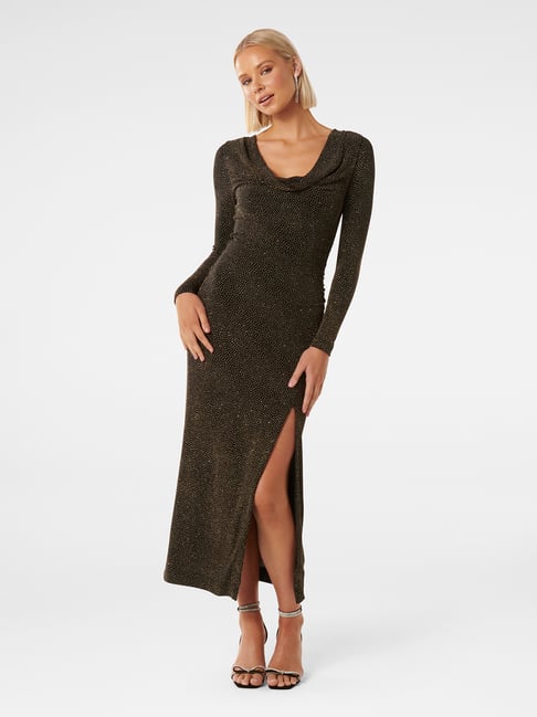 Forever New Reva Cowl Neck Glitter Midi Dress