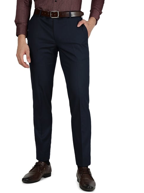 Metal Navy Blue Slim Fit Trousers-picture-12