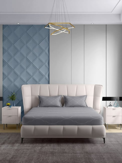 Petal Home Grey 300 TC Cotton Queen Bedsheet with 2 Pillow Covers