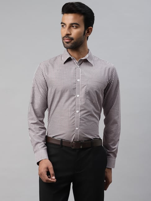 Don Vino Brown Slim Fit Check Shirt
