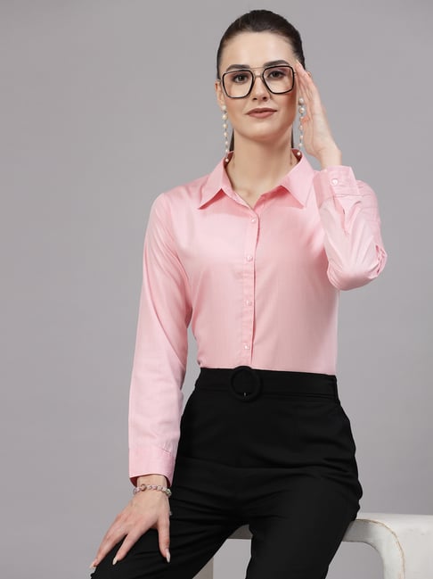 Women Cotton Pink No Boob Gape Regular Zip Fit Front Closer Formal Shirt at  Rs 1199/piece, Ladies Formal Shirts in Mumbai