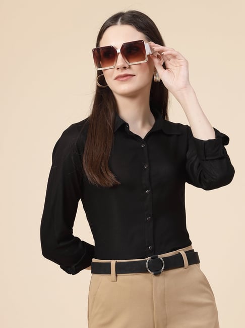 Style Quotient Black Rayon Regular Fit Shirt-picture-20