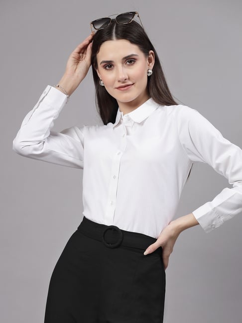 DENNISON Women White Solid Formal Shirt – dennisonfashionindia