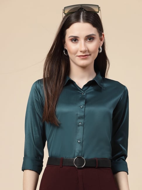 Style Quotient Teal Regular Fit Shirt-picture-21