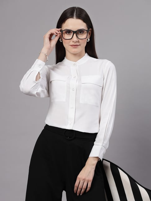 Style Quotient White Rayon Regular Fit Shirt