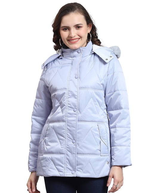 Buy Monte Carlo Womens Navy Blue Solid Hood Jacket at Amazon.in