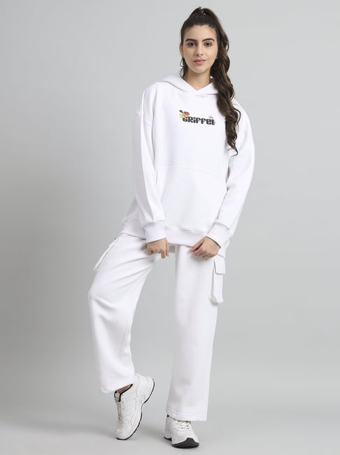 Hoodie Womens White Tracksuit Top Women's Oversized Tracksuit - Main Image