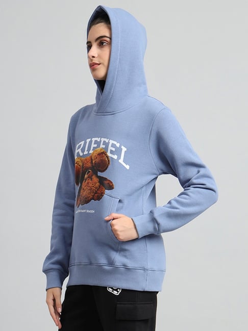 GRIFFEL Sky Blue Printed Hoodie