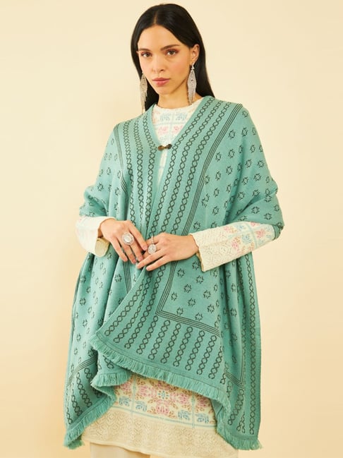 Soch Turquoise Printed Shawl