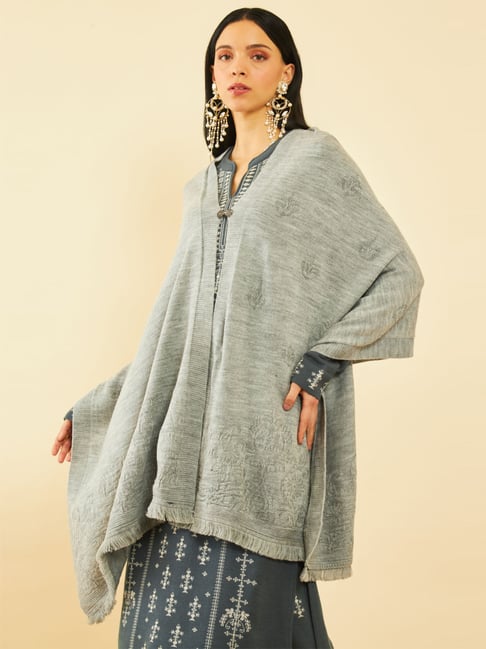 Soch Grey Plain Shawl