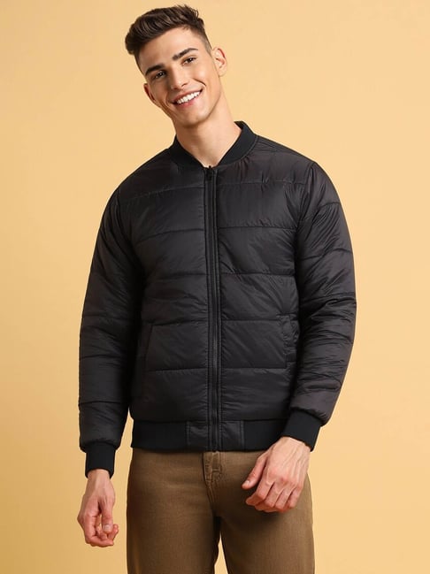 Cotton Blend Hooded Quilted Bomber Jacket