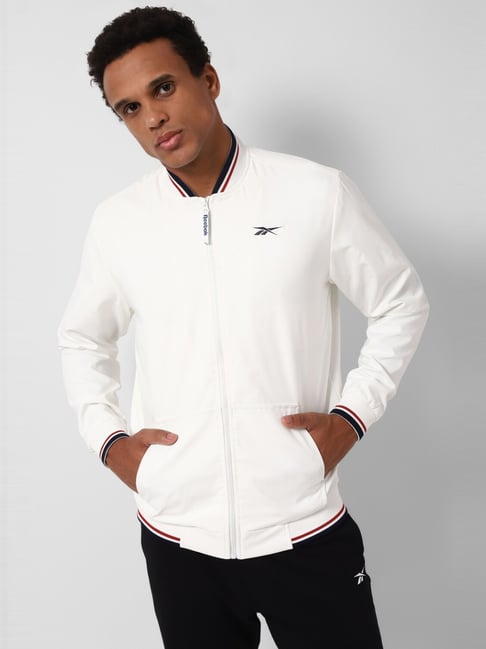 Reebok White Regular Fit Eden Sports Jacket