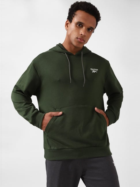 Reebok Green Regular Fit Hooded Sweatshirt-image-23
