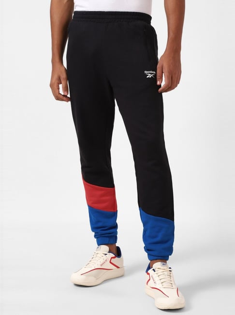 Reebok Black Cotton Regular Fit Wce Dc Colour Block Sports Joggers-picture-41