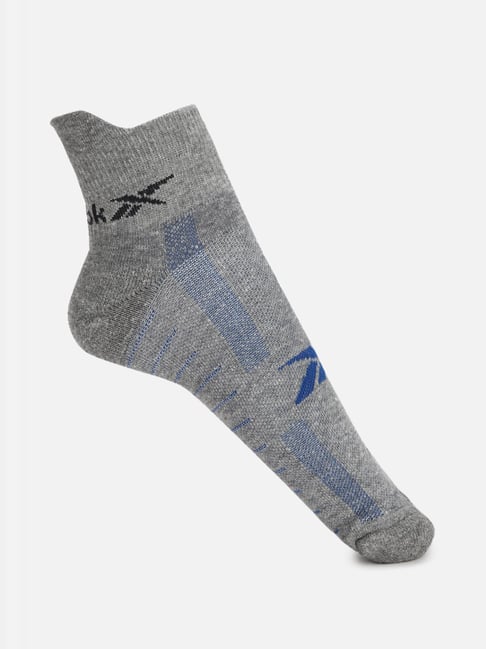 Reebok Grey Regular Fit Logo Printed Socks - Pack of 3