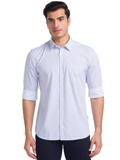 Parx White Slim Fit Printed Shirt-picture-31