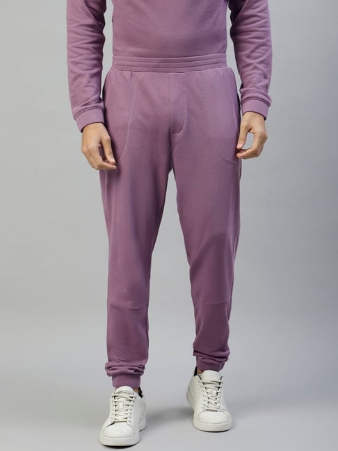 Slowave Purple Regular Fit Cotton Joggers