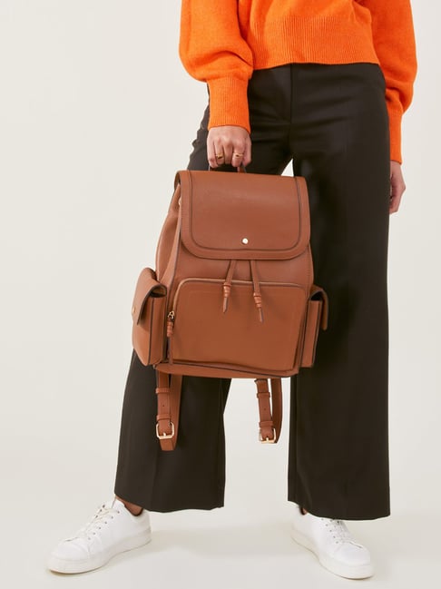 Buy Accessorize London Tan Leather Backpack at Best Price Tata CLiQ