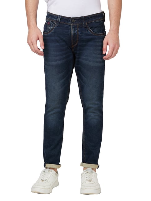 Spykar Dark Blue Slim Fit Lightly Washed Jeans-picture-22