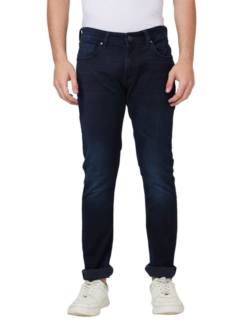 Spykar Navy Regular Fit Lightly Washed Jeans-image-13