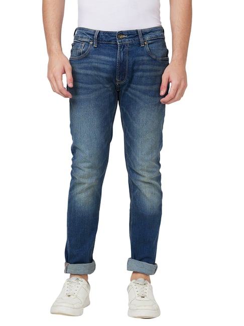 Spykar Blue Regular Fit Lightly Washed Jeans-image-37