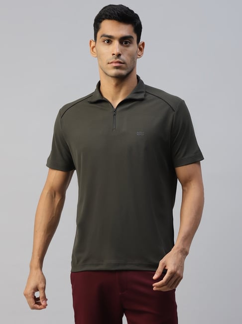 Slowave Olive Slim Fit Sports T-Shirt