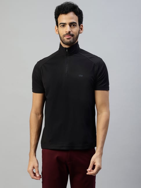 Slowave Black Slim Fit Sports T-Shirt