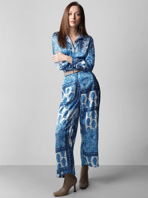 Vero Moda Blue Printed Regular Fit High Rise Pants-picture-46