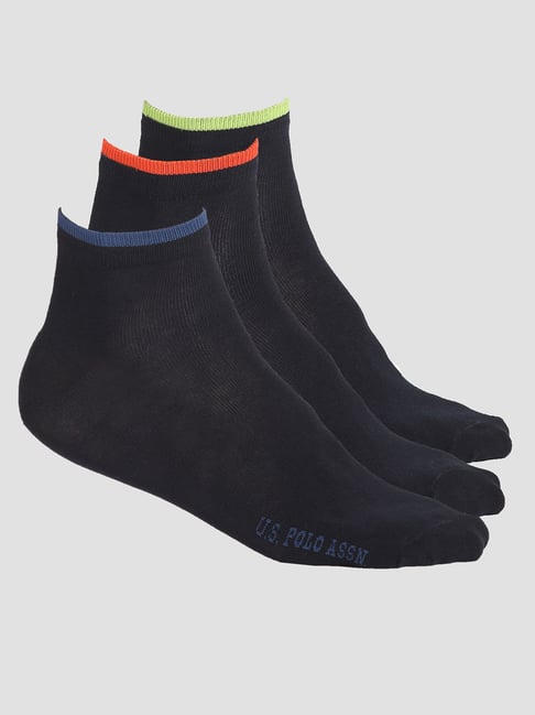 U.S. Polo Assn. Navy Ankle Length Socks - Pack of 3