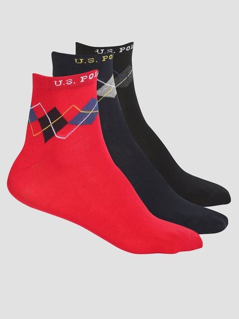 U.S. Polo Assn. Multicolor Ankle Length Socks - Pack of 3