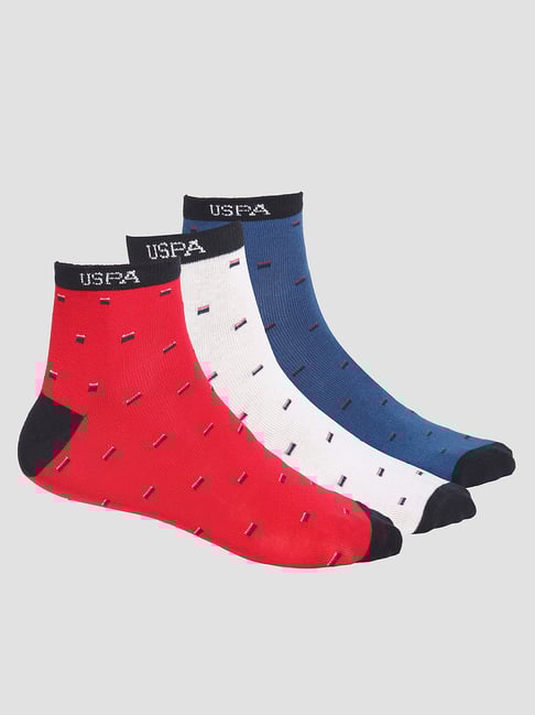 U.S. Polo Assn. Multicolor Ankle Length Socks - Pack of 3