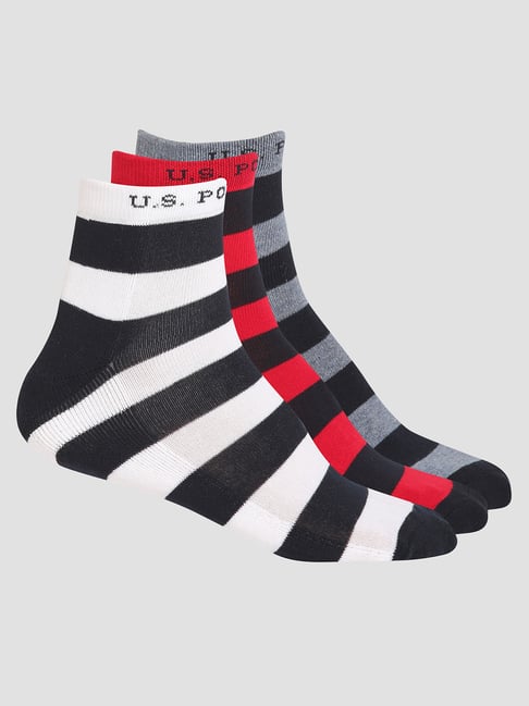 U.S. Polo Assn. Multicolor Ankle Length Socks - Pack of 3