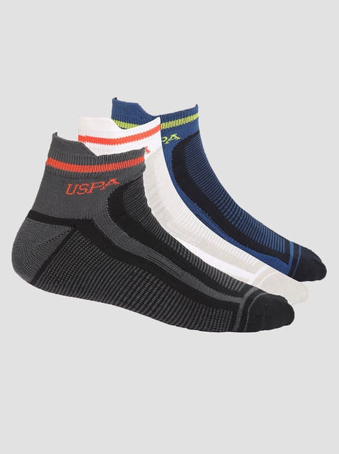 U.S. Polo Assn. Multicolor Ankle Length Socks - Pack of 3