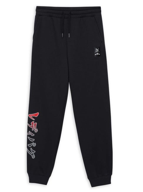 Kids Black Printed Sweatpants