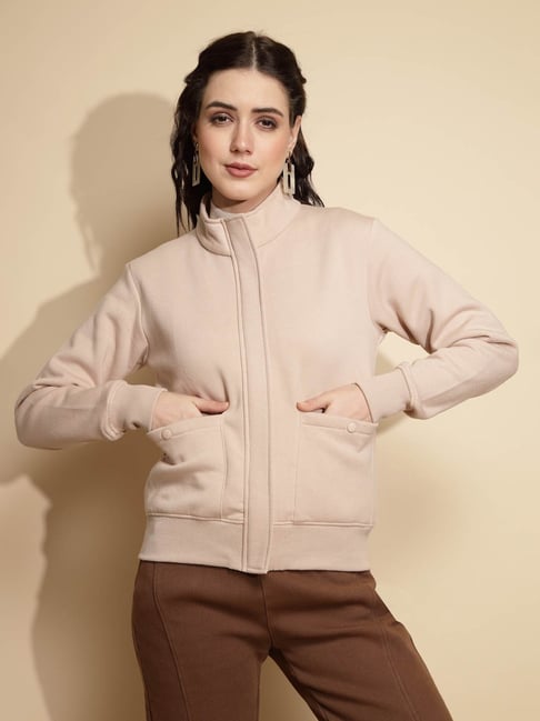 Global Republic Beige Acrylic Front-Open Sweatshirt-picture-21