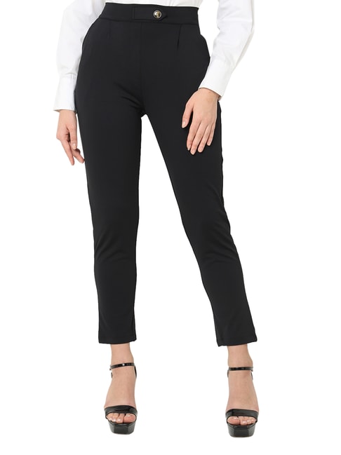 Women's Blue Skinny Fit High Rise Clean Look Regular Length Stretchable  Trouser.Track Pant.Jogger.Pant.