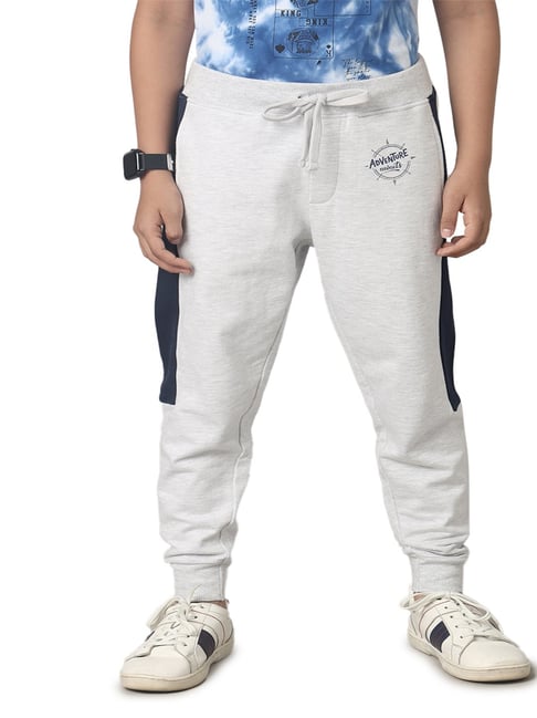 Under Fourteen Only Boys Grey Melange Solid Joggers