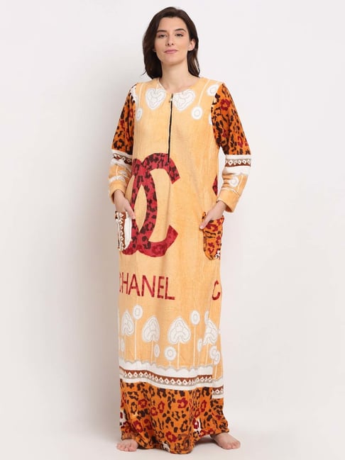 NEUDIS Peach & Brown Printed Night Gown-picture-40