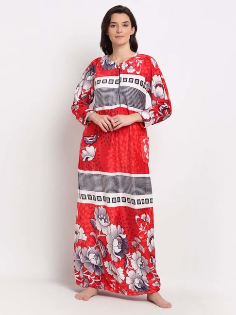 NEUDIS Red & Grey Printed Night Gown-picture-15