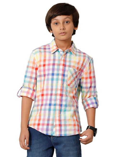 Under Fourteen Only Kids Multicolor Checks Full Sleeves Shirt-picture-31