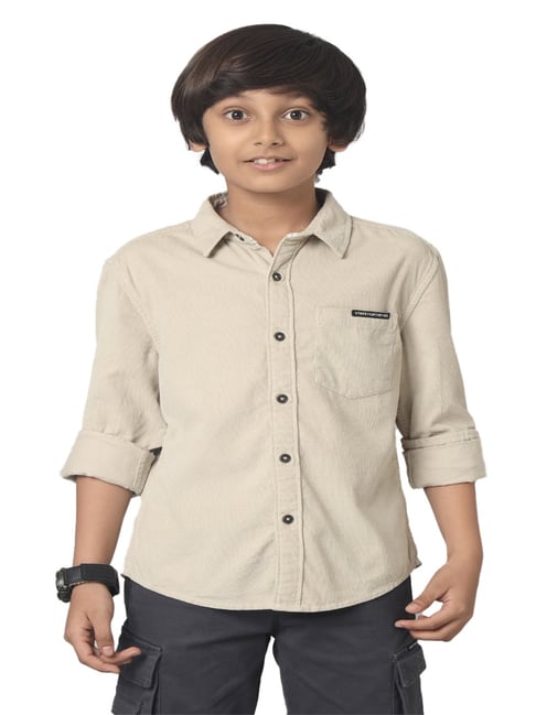 Under Fourteen Only Kids Beige Solid Full Sleeves Shirt-picture-39
