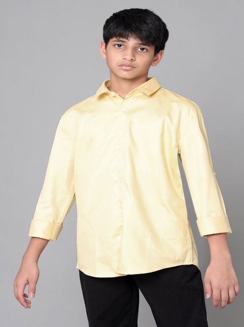 Under Fourteen Only Kids Yellow Solid Full Sleeves Shirt-picture-10