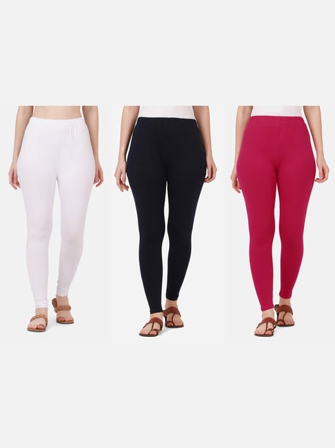 Buy Women's Shiny White & red Color Combo Leggings Medium Size at Amazon.in