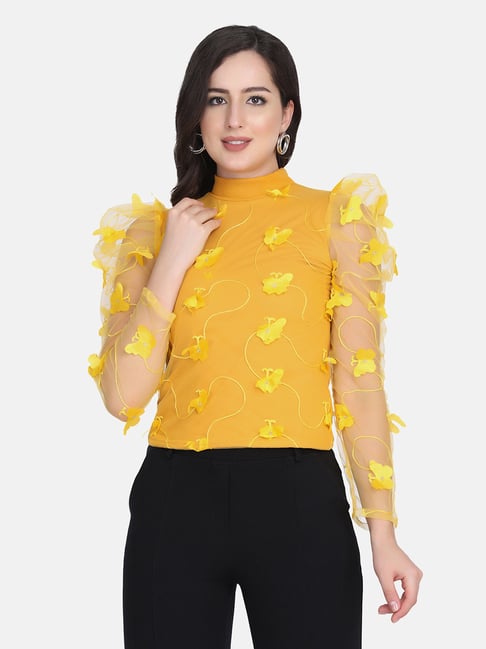 Yellow store embellished top